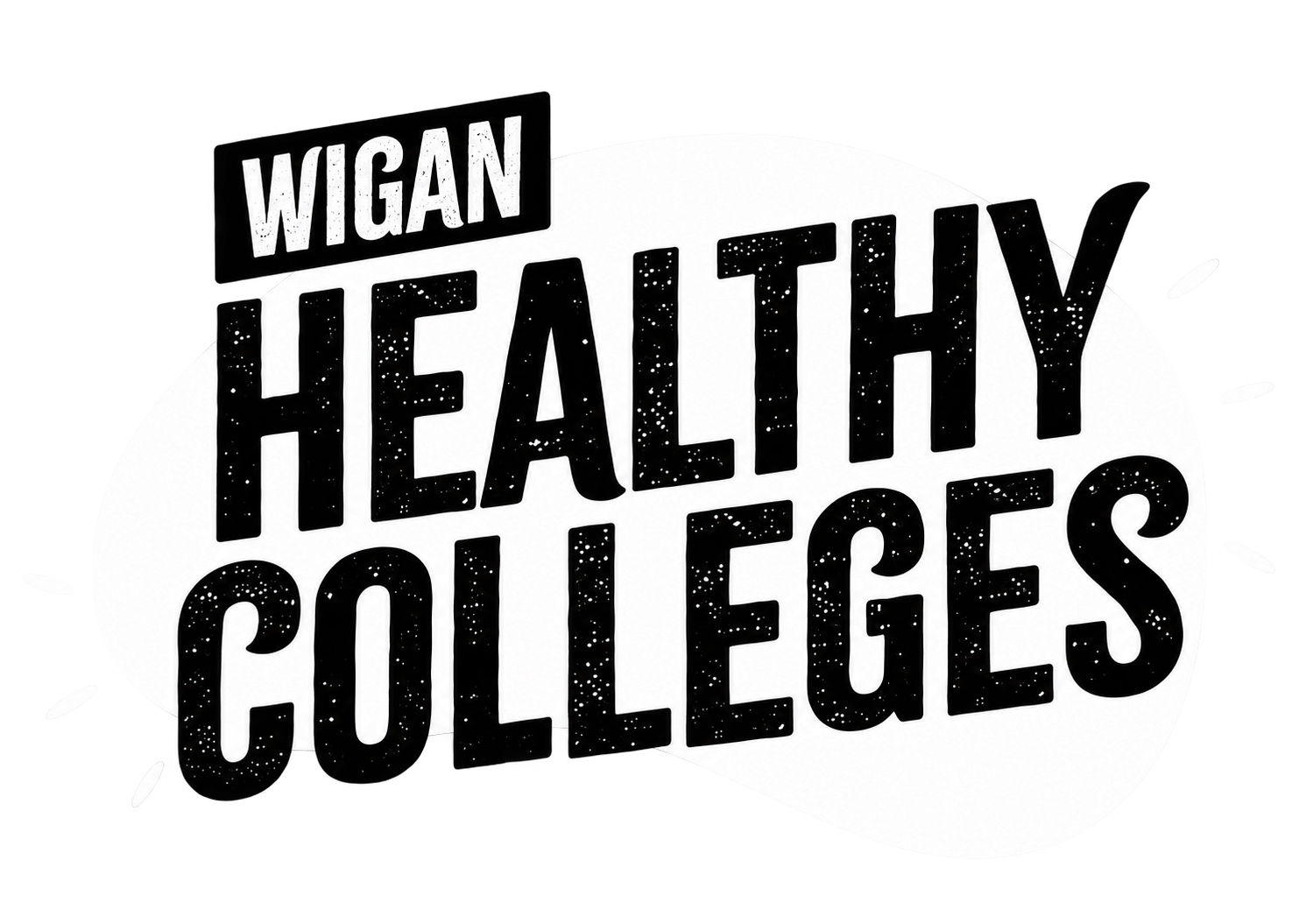 Monochrome Wigan Healthy Colleges Logo